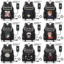 Jujutsu Kaisen anime USB charging laptop backpack school bag