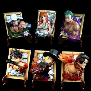 One Piece Luffy ACE Sabo Zoro Nami Usopp frame anime figure