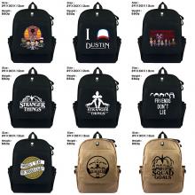 Stranger Things anime canvas backpack bag