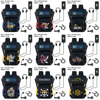 One Piece anime USB nylon backpack school bag