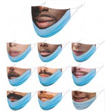 Funny expression face trendy mask printed wash mas...