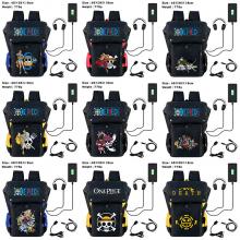 One Piece anime USB nylon backpack school bag