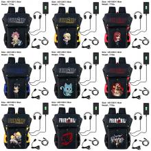 Fairy Tail anime USB nylon backpack school bag