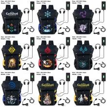 Genshin Impact game USB nylon backpack school bag