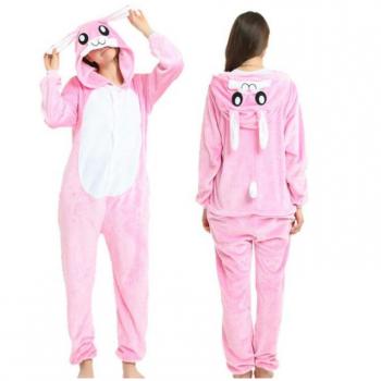 Cartoon animal rabbit flano pajamas dress hoodie