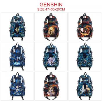 Genshin Impact game USB camouflage backpack school bag