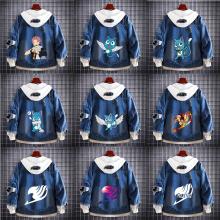 Fairy Tail anime fake two pieces denim jacket hood...