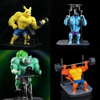 Pokemon Pikachu dumbbell muscle anime figure