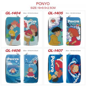 Ponyo anime long zipper wallet purse