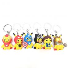 Pikachu cos Iron Man Siper man Thor figure doll key chain