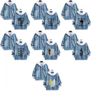 Attack on Titan fake two pieces denim jacket hoodie cloth