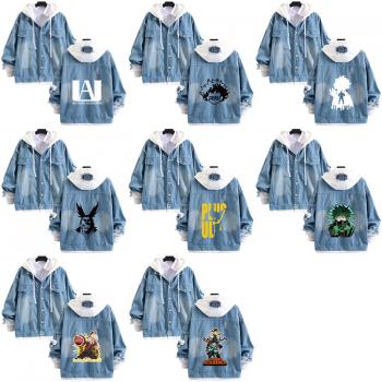 My Hero Academia fake two pieces denim jacket hoodie cloth