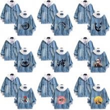 Demon Slayer fake two pieces denim jacket hoodie cloth