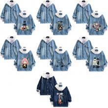 SPY FAMILY fake two pieces denim jacket hoodie clo...