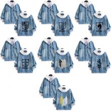 Attack on Titan fake two pieces denim jacket hoodi...