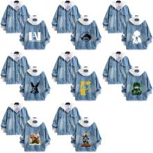 My Hero Academia fake two pieces denim jacket hood...