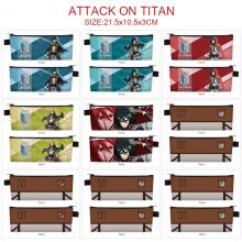 Attack on Titan anime PU zipper pen case pencil ba...