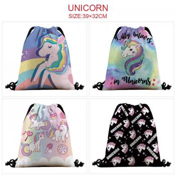 Unicorn anime nylon drawstring backpack bag