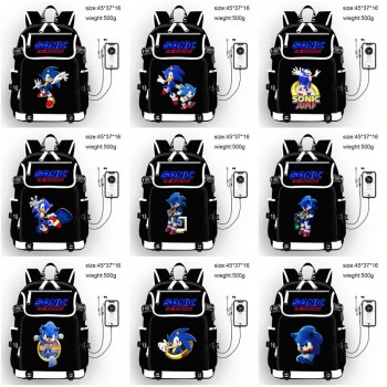 Sonic The Hedgehog game USB charging laptop backpack school bag