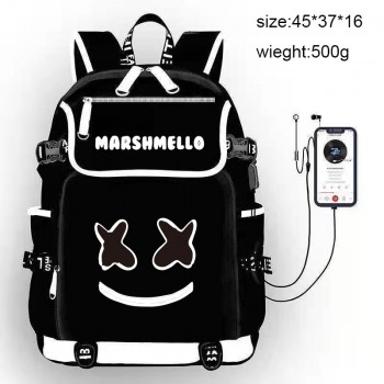 DJ Marshmello USB charging laptop backpack school bag