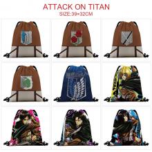 Attack on Titan anime nylon drawstring backpack ba...