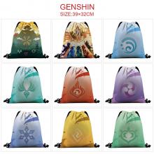 Genshin Impact game nylon drawstring backpack bag