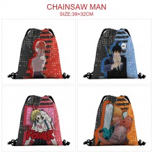 Chainsaw Man anime nylon drawstring backpack bag