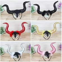 Halloween Long Demon Ox Horn Headband Evil cosplay Hairband