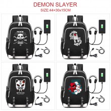 Demon Slayer anime USB charging laptop backpack school bag