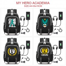 My Hero Academia anime USB charging laptop backpac...