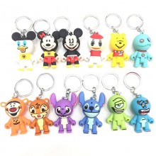 Mickey Mouse stitch pooh duck figure doll key chai...