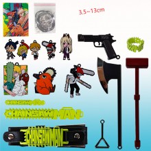 Chainsaw Man anime key chain necklace bracelet pins rings a set