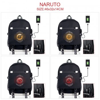  Naruto anime USB charging laptop backpack school bag 