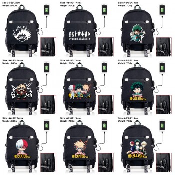 My Hero Academia anime USB charging laptop backpack school bag