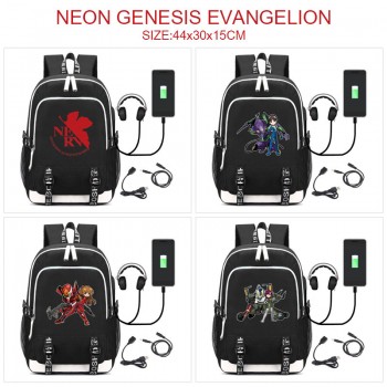 EVA anime USB charging laptop backpack school bag