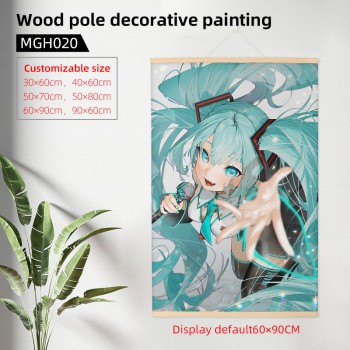 Hatsune Miku anime wood pole decorative painting wall scrolls