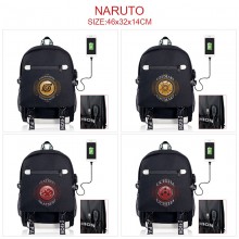 Naruto anime USB charging laptop backpack school b...