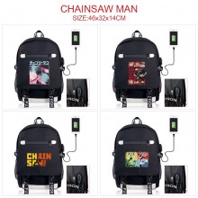 Chainsaw Man anime USB charging laptop backpack school bag