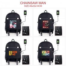 Chainsaw Man anime USB charging laptop backpack sc...