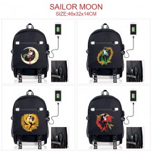 Sailor Moon anime USB charging laptop backpack school bag