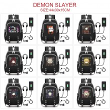 Demon Slayer anime USB charging laptop backpack sc...