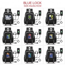 Blue Lock anime USB charging laptop backpack school bag