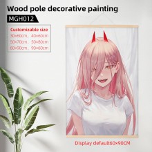 Chainsaw Man anime wood pole decorative painting w...
