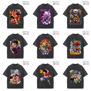 One Piece anime short sleeve wash water worn-out cotton t-shirt