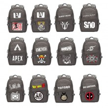 Naruto One Piece Dragon Ball Totoro anime canvas backpack bag