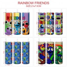 Rainbow friends game coffee water bottle cup with straw stainless steel