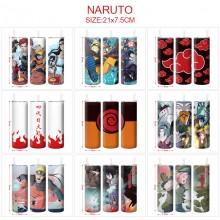 Naruto anime coffee water bottle cup with straw stainless steel