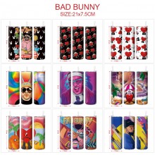 Bad Bunny anime coffee water bottle cup with straw stainless steel