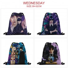 Wednesday Addams nylon drawstring backpack bag