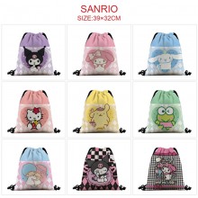 Sanrio Melody kitty Cinnamoroll Kuromi anime nylon drawstring backpack bag